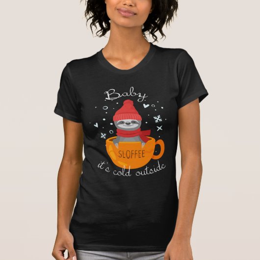 Sloffee Faultier in Tasse Kaffee Tシャツ (正面)