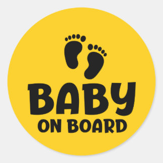 Slogan baby on board - baby aan boord, in auto. ラウンドシール