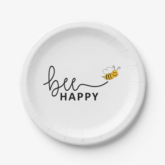 Slogan bee happy, maak je geen zorgen. Wees blij. ペーパープレート (正面)
