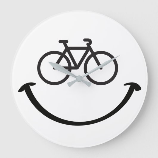 Slogan fiets met blij gezicht. Blij lach gezicht. ラージ壁時計 (正面)