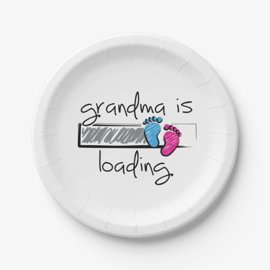 Slogan grandma is loading. Opa en oma worden. ペーパープレート (正面)