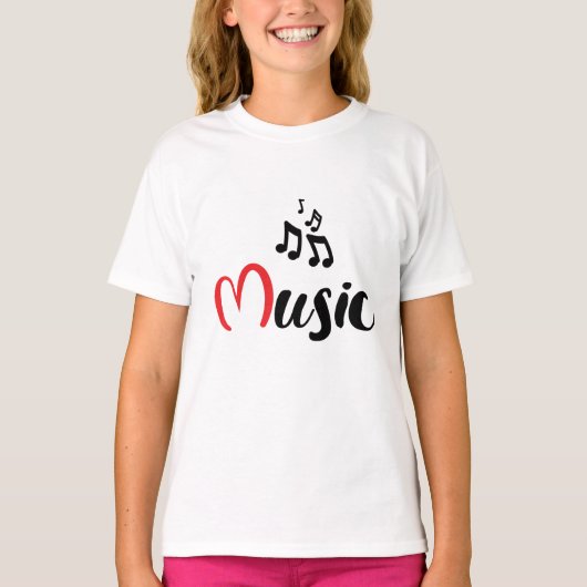Slogan ik hou van muziek. Liefde voor muziek. Tシャツ (正面)