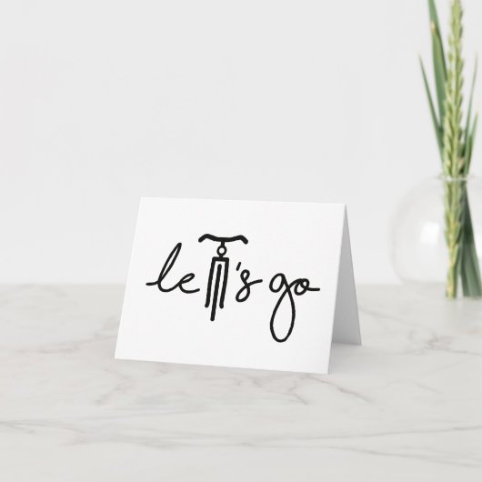 Slogan let's go. Laten we gaan met de fiets teken. カード (正面)