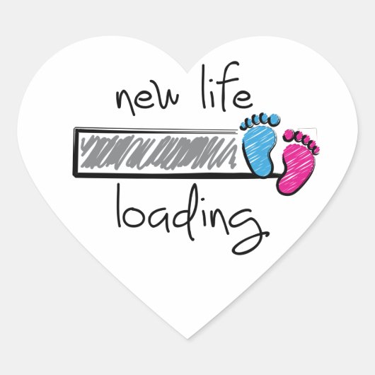 Slogan new life is loading. Vader en moeder worden ハートシール (正面)