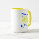 Slogan Slava Ukraini Glory to Ukraine heart   マグカップ (正面右)