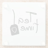 Slogan tea time - theetijd. kopje thee drinken. ガラスコースター (裏面)