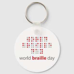 Slogan World braille day. Wereld braille dag. キーホルダー