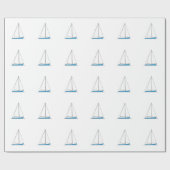 Sloopの青いヨット ラッピングペーパー (フラット)