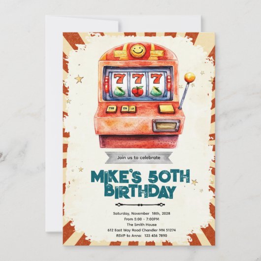 Slot Machine casino party invitation 招待状 (正面)