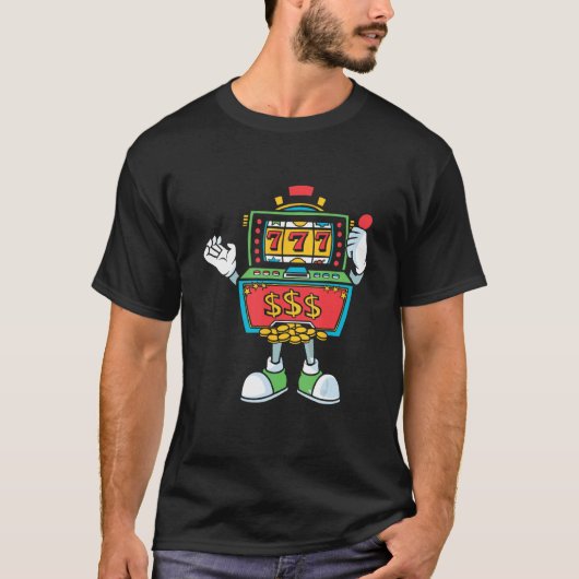 Slot Machine Roulette Gambler Betting Casino Gambl Tシャツ (正面)