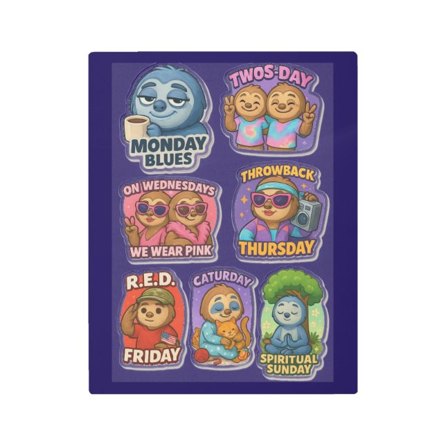 Slothとの週の日 メタルプリント (正面)