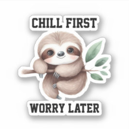 Sloth ぶら下がったs on Tree Branchステッカー シール