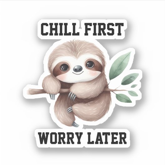 Sloth ぶら下がったs on Tree Branchステッカー シール (正面)