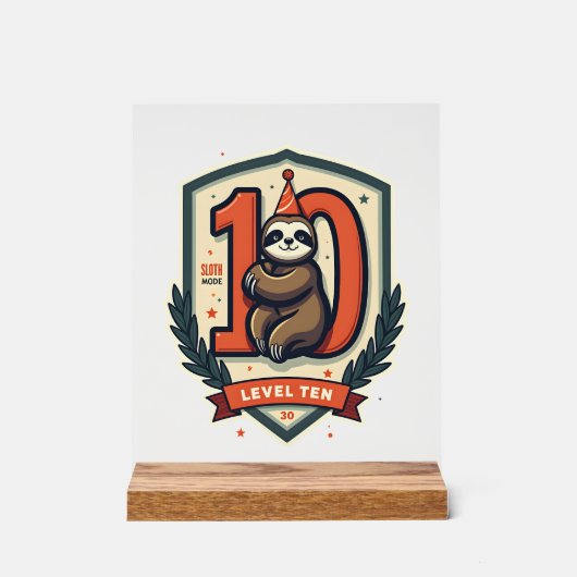 Sloth 10th Birthday Vintage Sunset Shirt 2 アクリルサイン (正面)