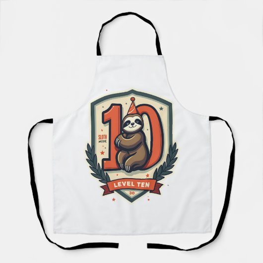Sloth 10th Birthday Vintage Sunset Shirt 2 エプロン (正面)