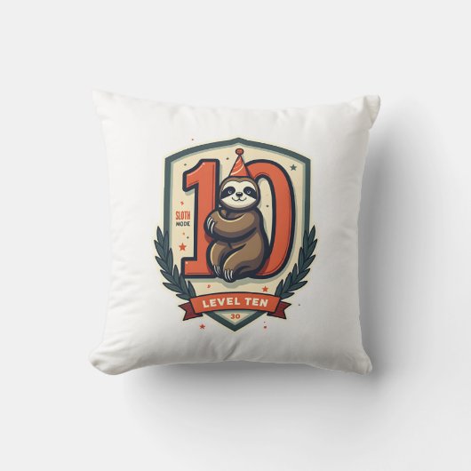 Sloth 10th Birthday Vintage Sunset Shirt 2 クッション (正面)
