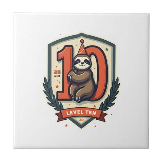 Sloth 10th Birthday Vintage Sunset Shirt 2 タイル (正面)