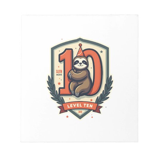 Sloth 10th Birthday Vintage Sunset Shirt 2 ノートパッド (正面)