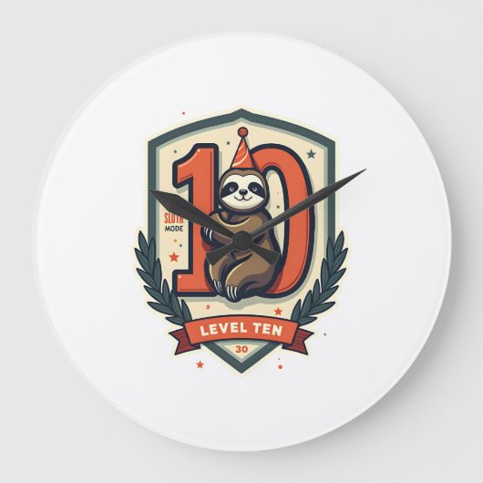 Sloth 10th Birthday Vintage Sunset Shirt 2 ラージ壁時計 (正面)