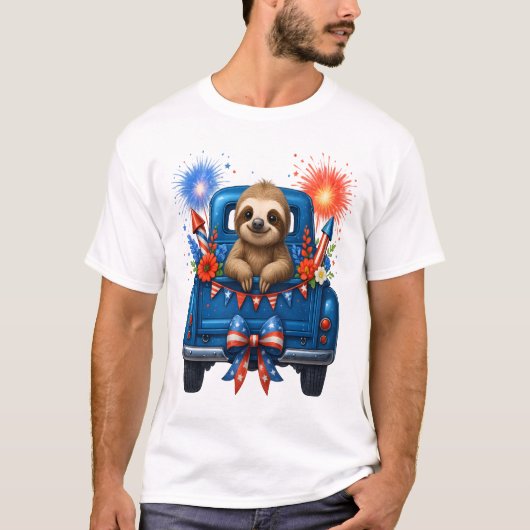 Sloth 4th of July Usa Tシャツ (正面)