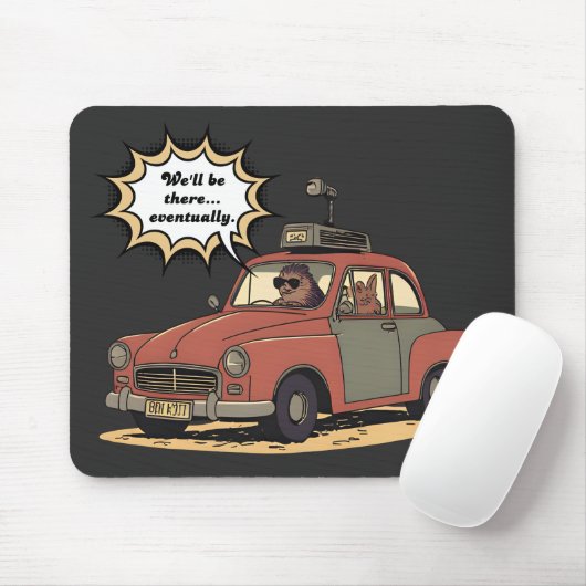 Sloth and Bunny Cartoon Road Trip Adventure マウスパッド (マウス)