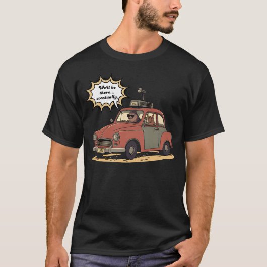 Sloth and Bunny Cartoon Road Trip Adventure Tシャツ (正面)