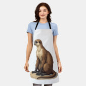 Sloth Antique Engraving Retro Graphic (2) エプロン (着用した状態)
