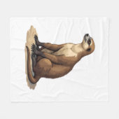 Sloth Antique Engraving Retro Graphic (2) フリースブランケット (正面(横))