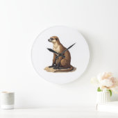 Sloth Antique Engraving Retro Graphic (2) ラージ壁時計 (ホーム)
