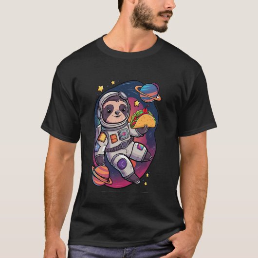 Sloth Astronaut Taco Space Adventure Funny Kawaii  Tシャツ (正面)