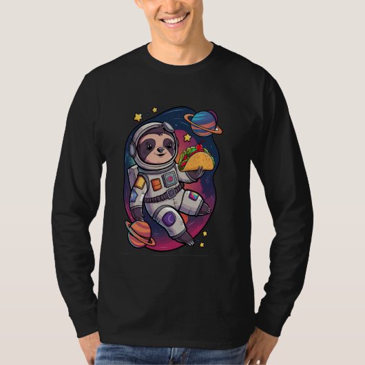 Sloth Astronaut Taco Space Adventure Funny Kawaii  Tシャツ (正面)