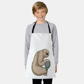 Sloth at Tennis with Tennis racket エプロン (着用した状態)