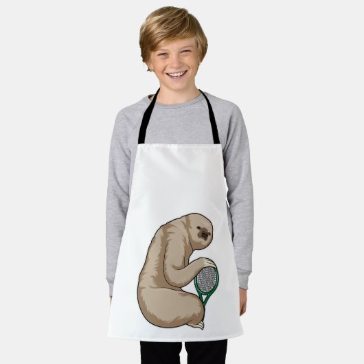 Sloth at Tennis with Tennis racket エプロン (着用した状態)