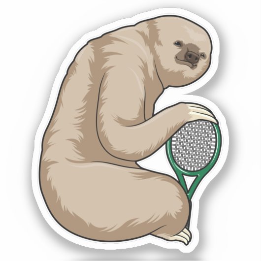 Sloth at Tennis with Tennis racket シール (正面)