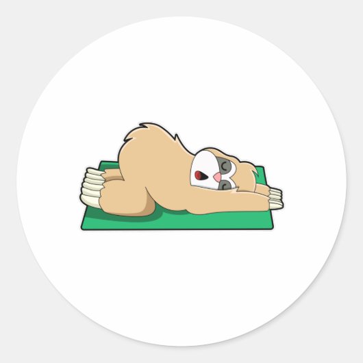 Sloth at Yoga on Yoga mat ラウンドシール (正面)