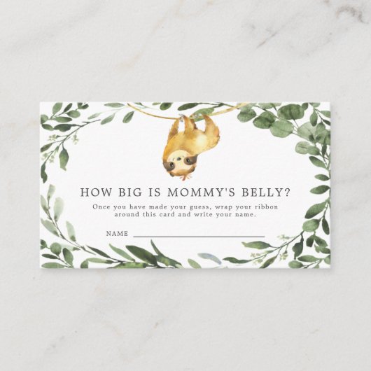 Sloth Baby Shower How Big is Mommy's Belly Card エンクロージャーカード (正面)
