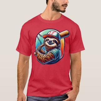 Sloth Baseball Player Funny Sports Design boy frie Tシャツ