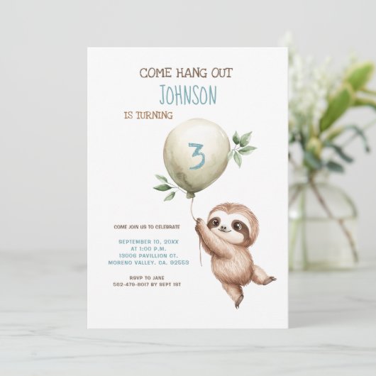 Sloth Birthday Come Hang Out 1st Birthday 招待状 (スタンド正面)