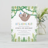 Sloth Birthday Party in Blue and White 招待状 (スタンド正面)