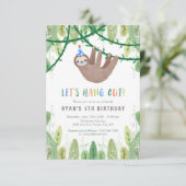 Sloth Birthday Party in Blue and White 招待状 (スタンド正面)