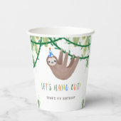 Sloth Birthday Party in Blue and White 紙コップ (裏面)