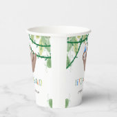 Sloth Birthday Party in Blue and White 紙コップ (右)