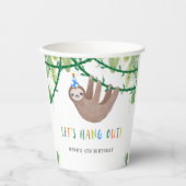 Sloth Birthday Party in Blue and White 紙コップ (正面)