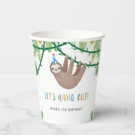 Sloth Birthday Party in Blue and White 紙コップ