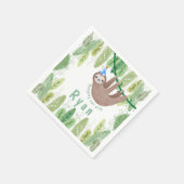 Sloth Birthday Party in White and Blue スタンダードカクテルナプキン (角)