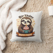 Sloth Birthday Shirt Vintage Cake Animal Graphic クッション (ブランケット)