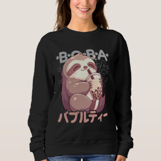 Sloth Boba Tea Kawaii Bubble Tea Sloth Anime Neko  スウェットシャツ
