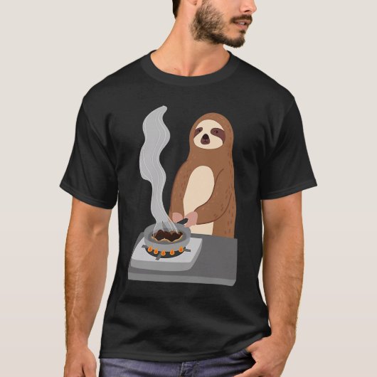 Sloth Burns Food Cooking Hobby Chef Ironic Sloth Tシャツ (正面)