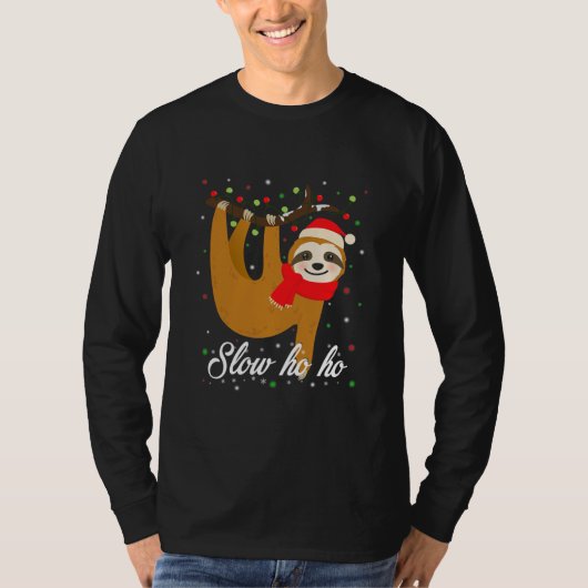 Sloth Christmas Slow Ho Ho Tシャツ (正面)