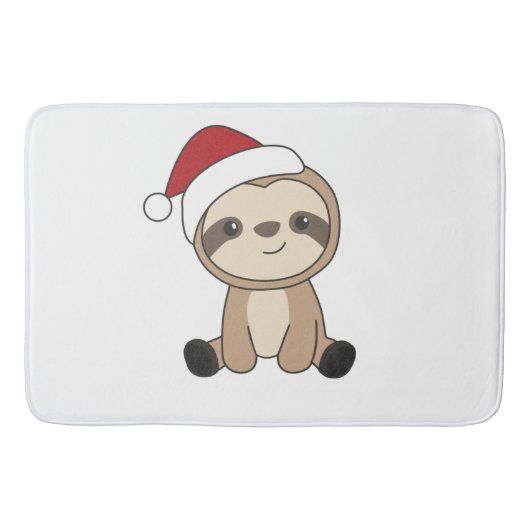 Sloth Christmas Snow Winter Animals Sloths バスマット (正面)